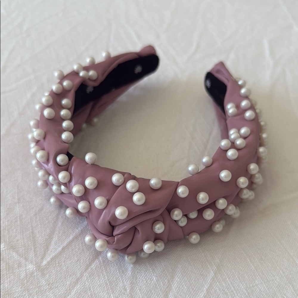 Lele Sadoughi Pink and White Pearl Embellished Headband